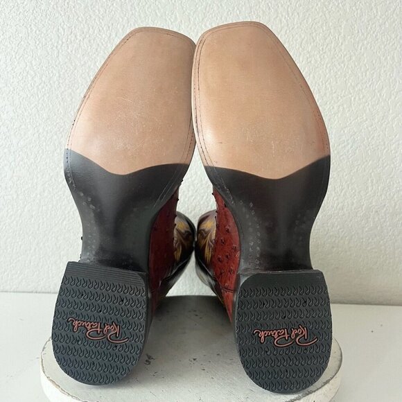 Rod Patrick Mens Cowboy Boots 12.5B Brown Full Quill Ostrich Western Square Toe - Picture 8 of 12